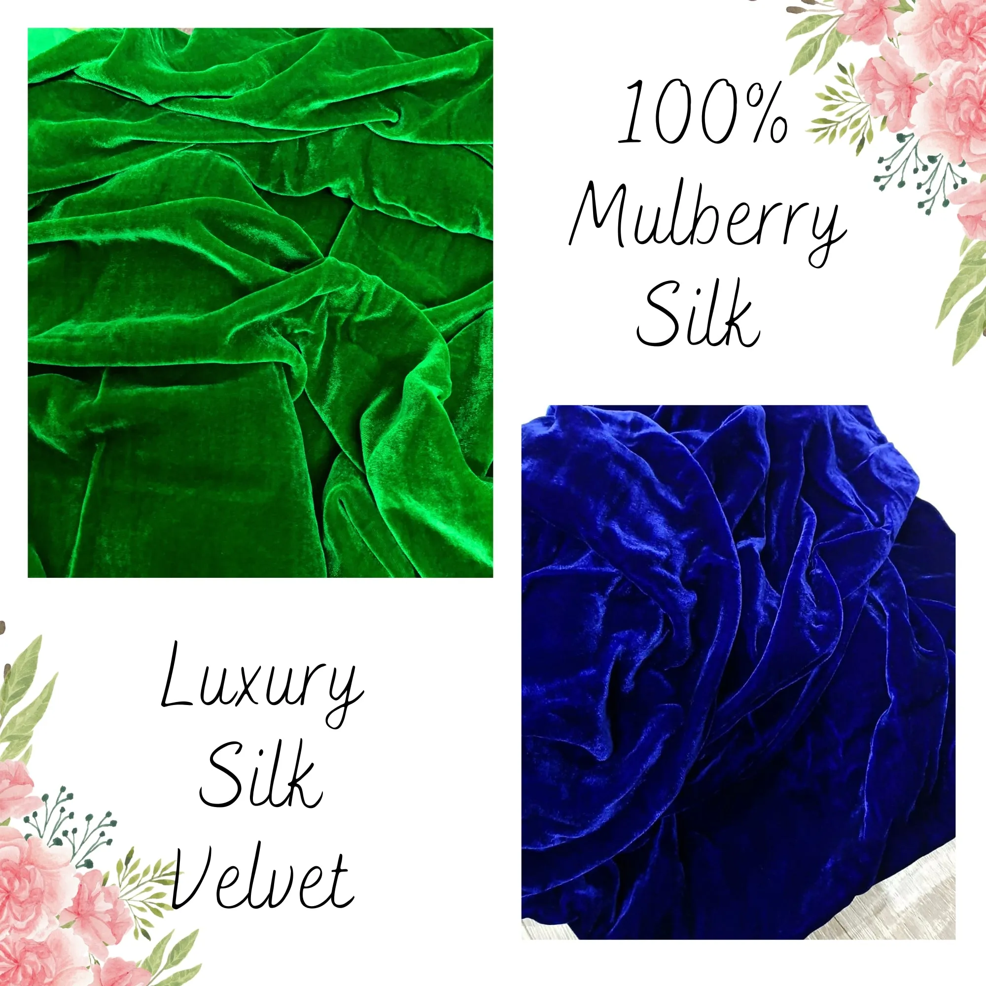 100% MULBERRY SILK VELVET fabric by the yard - Blue and green silk velvet - Luxury silk velvet for Dress, Skirt, High End Garment - Silk apparel fabric