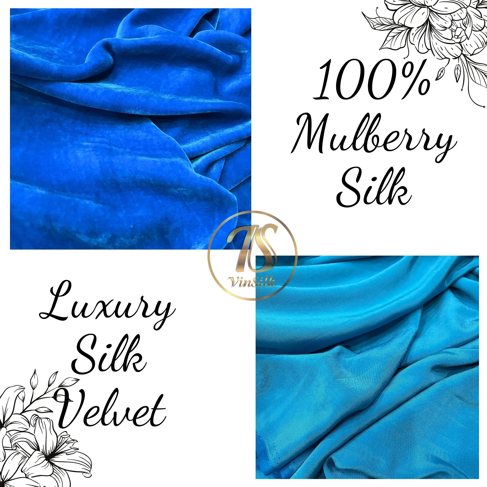 100% MULBERRY SILK VELVET fabric by the yard - Blue Silk Velvet for Dress, Skirt, High End Garment - Silk apparel fabric - Silk for sewing