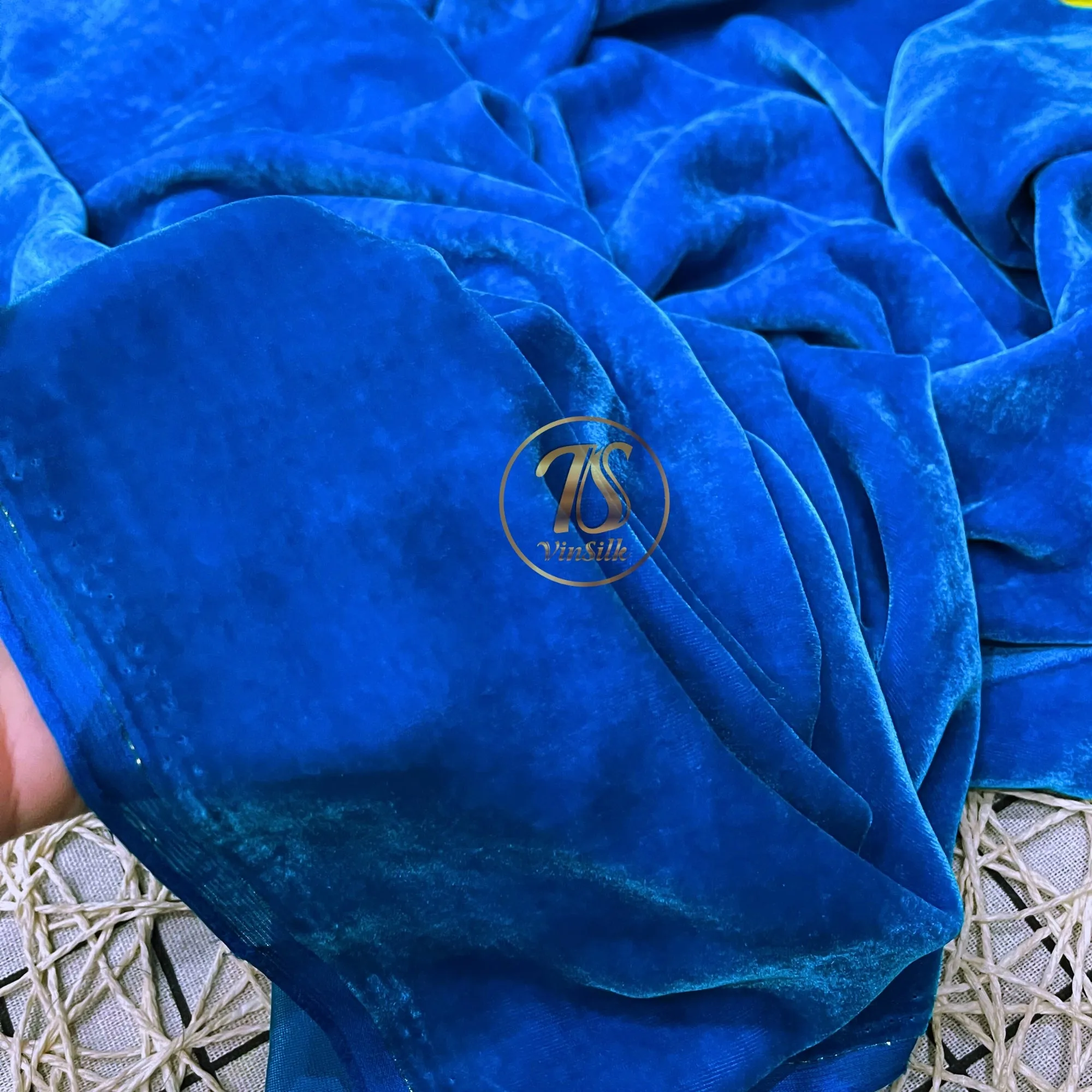 100% MULBERRY SILK VELVET fabric by the yard - Blue Silk Velvet for Dress, Skirt, High End Garment - Silk apparel fabric - Silk for sewing