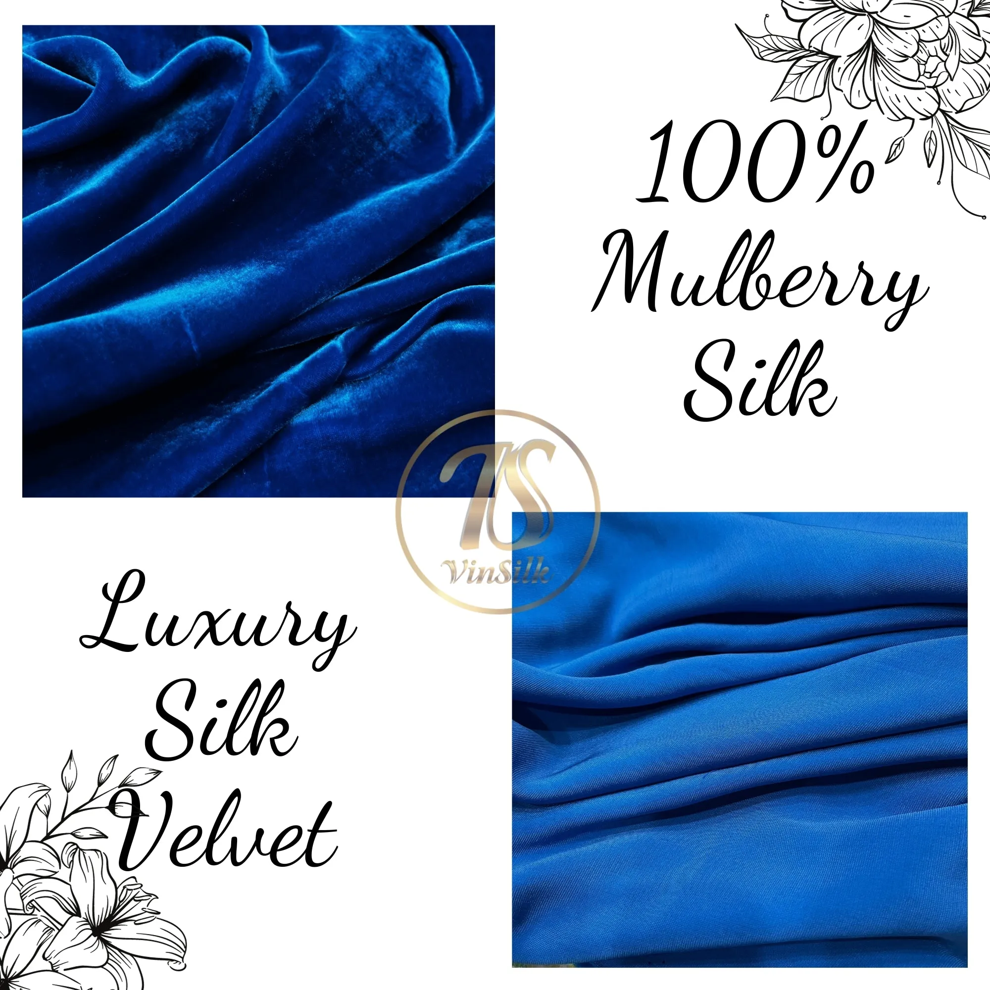 100% MULBERRY SILK VELVET fabric by the yard - Dark blue silk velvet for Dress, Skirt, High End Garment - Silk apparel fabric - Silk for sewing