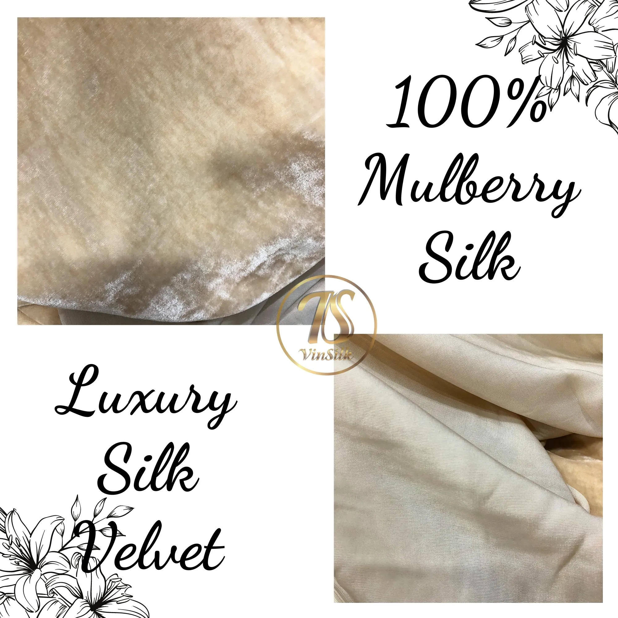 100% MULBERRY SILK VELVET fabric by the yard - Ivory silk velvet for dress, skirt, high end garment - Silk apparel fabric - Sewing fabric