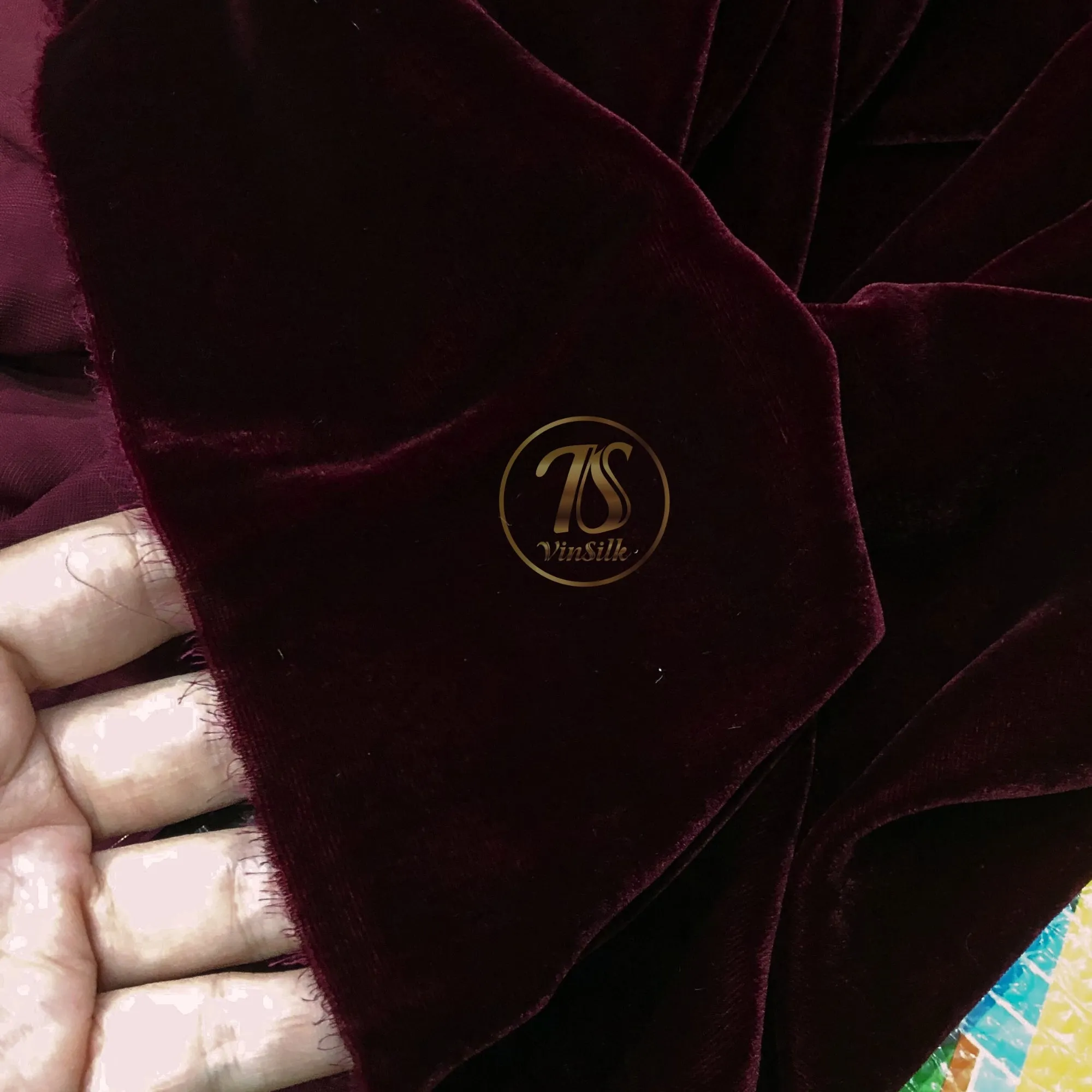 100% MULBERRY SILK VELVET fabric by the yard - Luxury Silk Velvet for Dress, Skirt, High End Garment - Silk apparel fabric - Dark red silk velvet