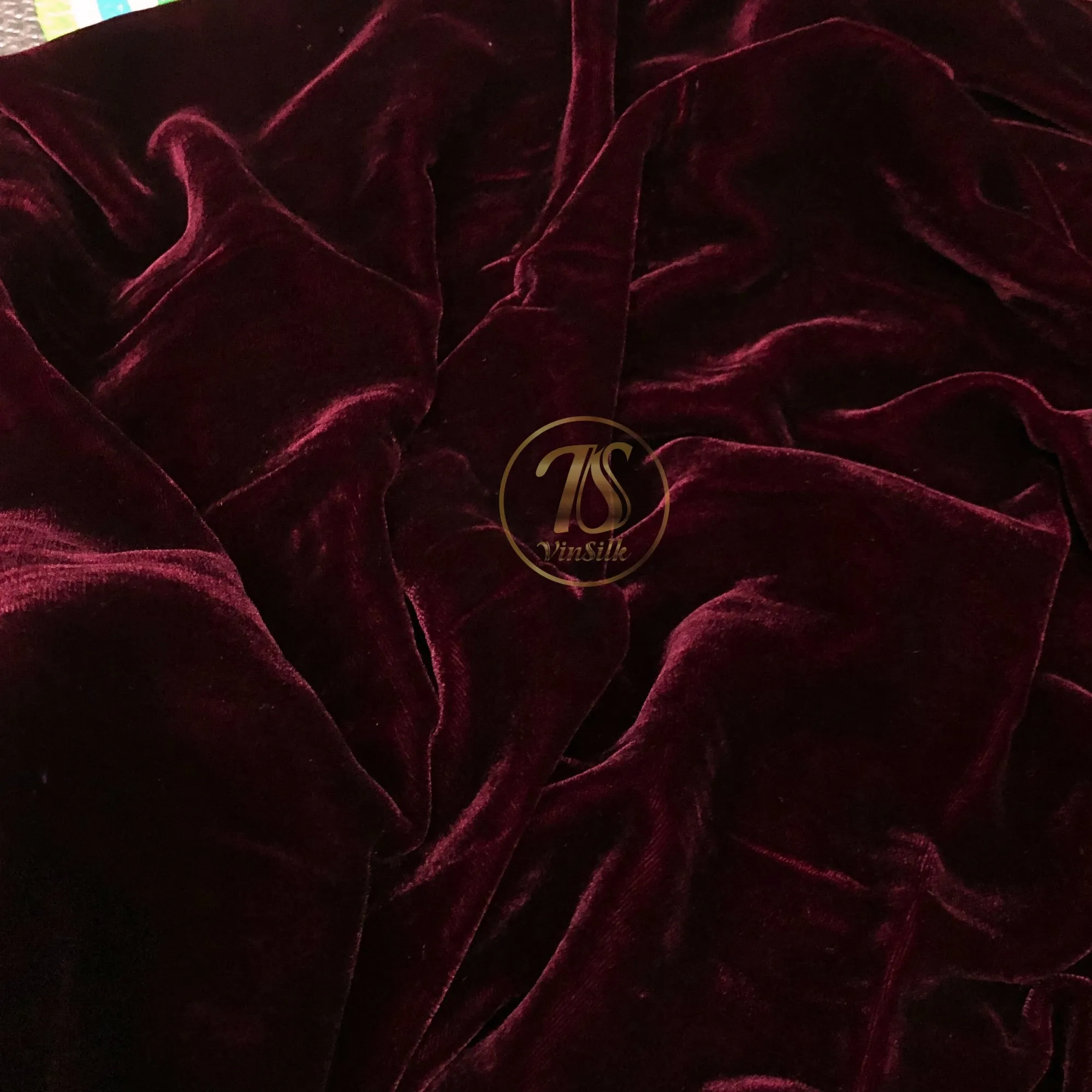 100% MULBERRY SILK VELVET fabric by the yard - Luxury Silk Velvet for Dress, Skirt, High End Garment - Silk apparel fabric - Dark red silk velvet