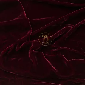 100% MULBERRY SILK VELVET fabric by the yard - Luxury Silk Velvet for Dress, Skirt, High End Garment - Silk apparel fabric - Dark red silk velvet