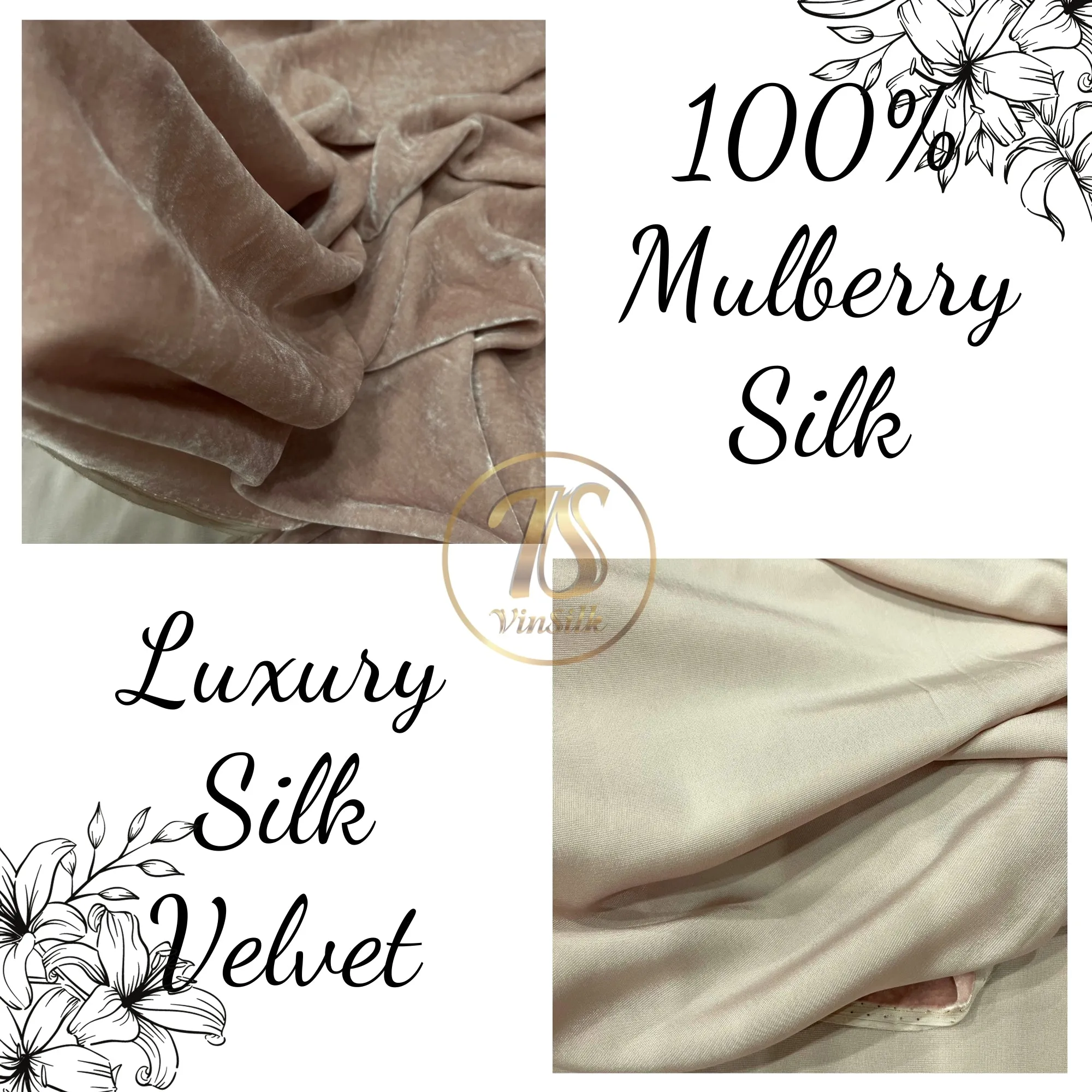 100% MULBERRY SILK VELVET fabric by the yard - Luxury Silk Velvet for Dress, Skirt, High End Garment - Silk apparel fabric - Light pink silk velvet