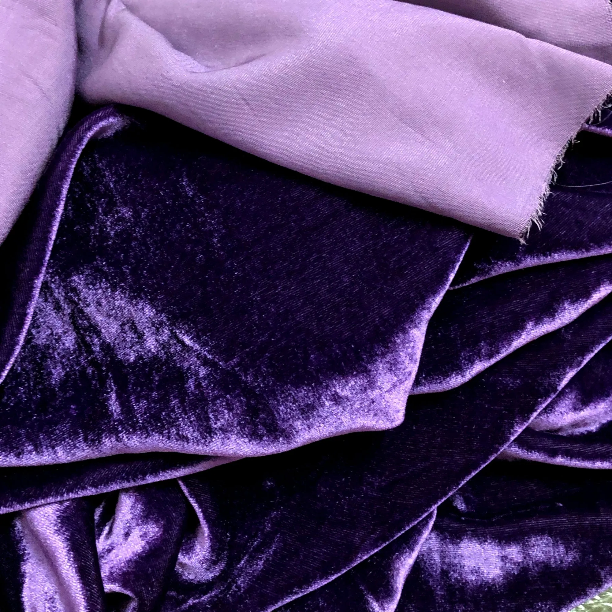 100% MULBERRY SILK VELVET fabric by the yard - Luxury Silk Velvet for Dress, Skirt, High End Garment - Silk apparel fabric - Purple silk velvet - Purple color