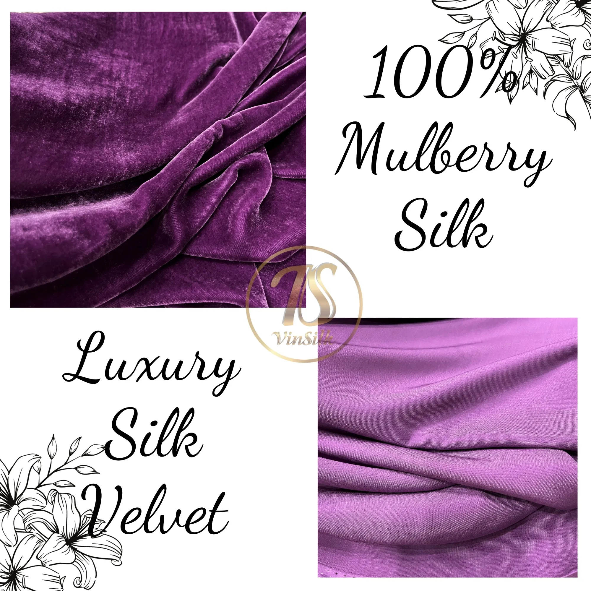 100% MULBERRY SILK VELVET fabric by the yard - Luxury Silk Velvet for Dress, Skirt, High End Garment - Silk apparel fabric - Purple silk velvet