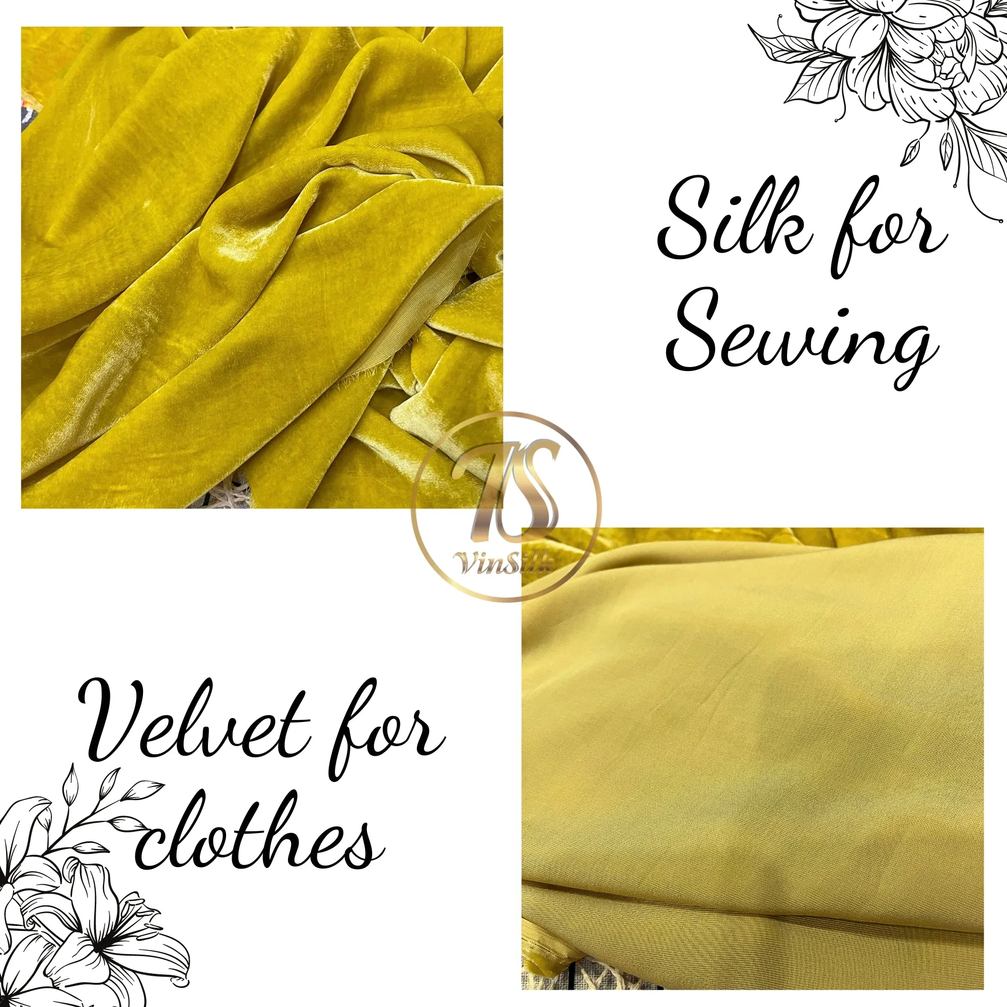 100% MULBERRY SILK VELVET fabric by the yard - Luxury Silk Velvet for Dress, Skirt, High End Garment - Silk apparel fabric - Yellow silk velvet