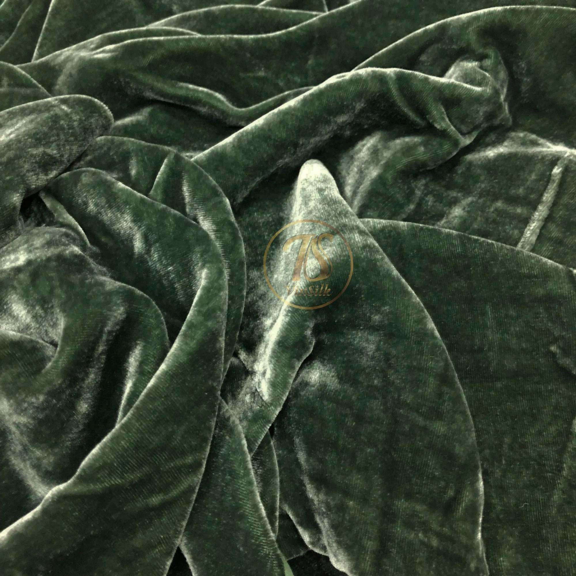 100% MULBERRY SILK VELVET fabric by the yard - Luxury Silk Velvet for Dress, Skirt, High End Garment - Silk for sewing - Green silk velvet