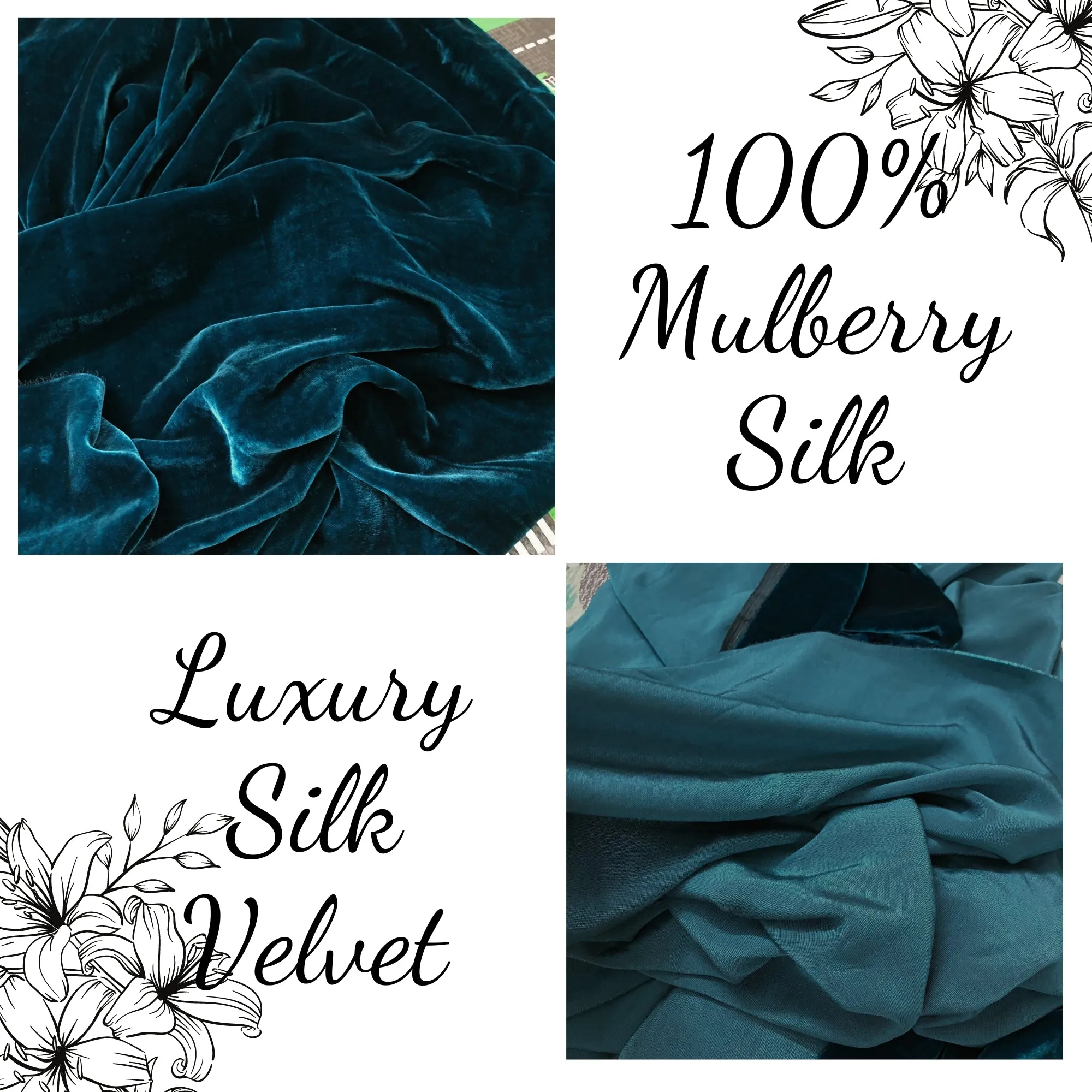 100% MULBERRY SILK VELVET fabric by the yard - Steel blue silk velvet - Luxury Silk Velvet for Dress, Skirt, High End Garment - Silk apparel fabric - Silk for sewing