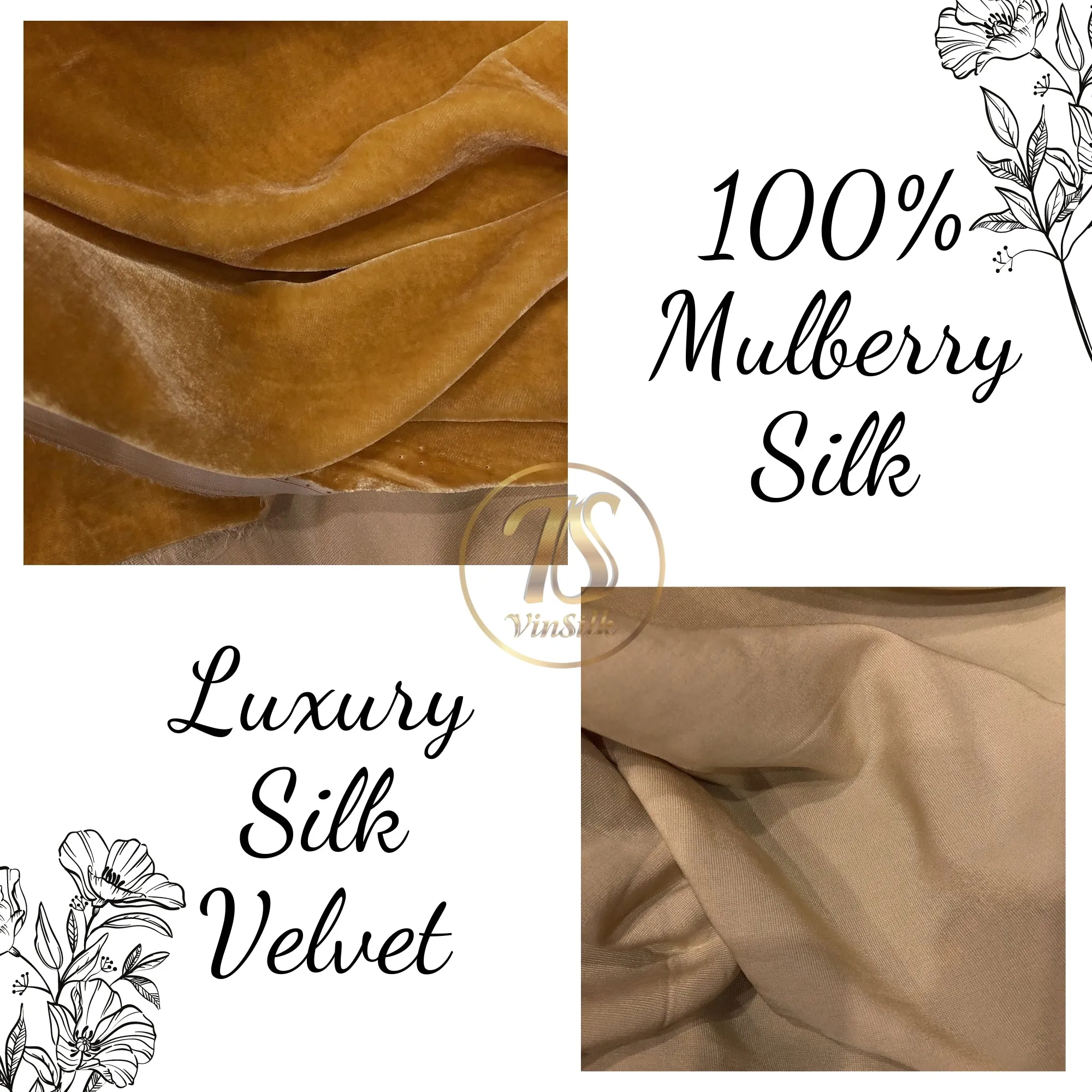 100% MULBERRY SILK VELVET fabric by the yard - Yellow silk velvet for dress, skirt, high end garment - Silk apparel fabric - Sewing fabric