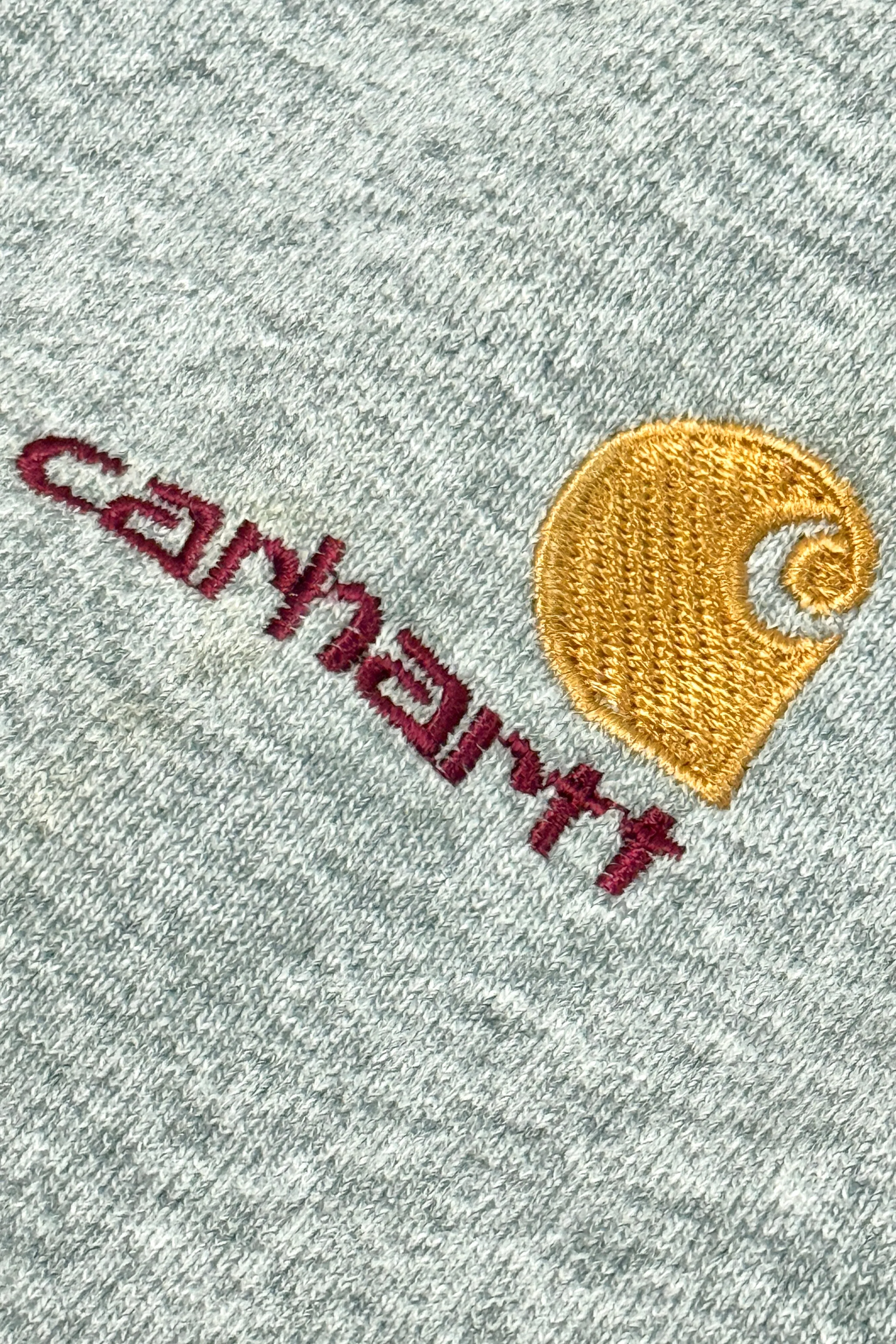 1990’S CARHARTT MADE IN USA  CROPPED THERMAL LINED HOODED ZIP SWEATER MEDIUM