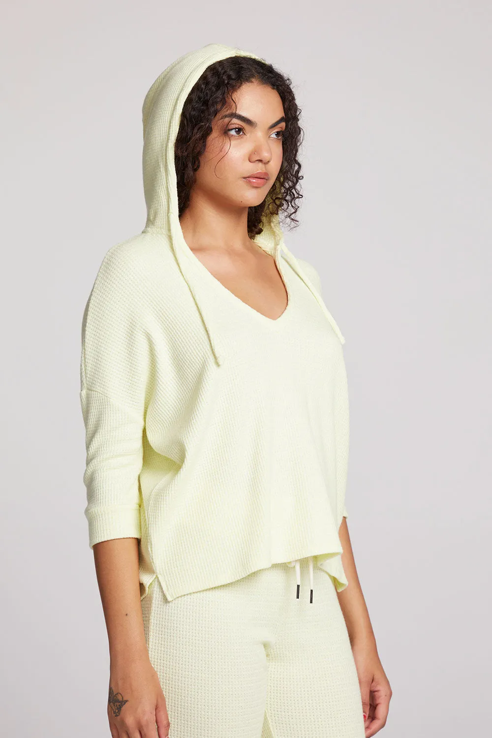 3/4 Sleeve Split Side Panna Cotta Dolman Hoodie