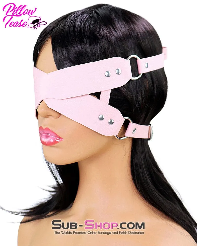 7833DL      Pink Criss Cross Vegan Leather Blindfold - MEGA Deal