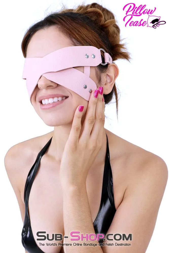 7833DL      Pink Criss Cross Vegan Leather Blindfold - MEGA Deal