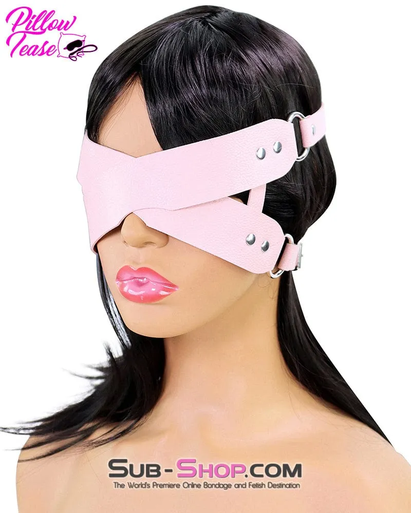 7833DL      Pink Criss Cross Vegan Leather Blindfold - MEGA Deal