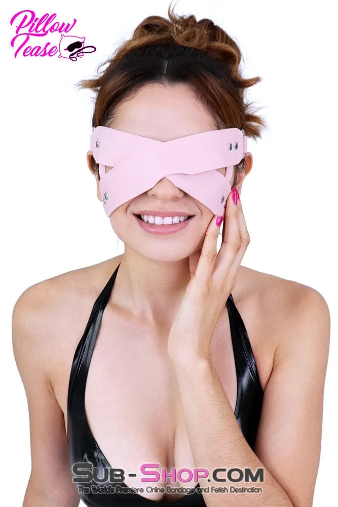 7833DL      Pink Criss Cross Vegan Leather Blindfold - MEGA Deal