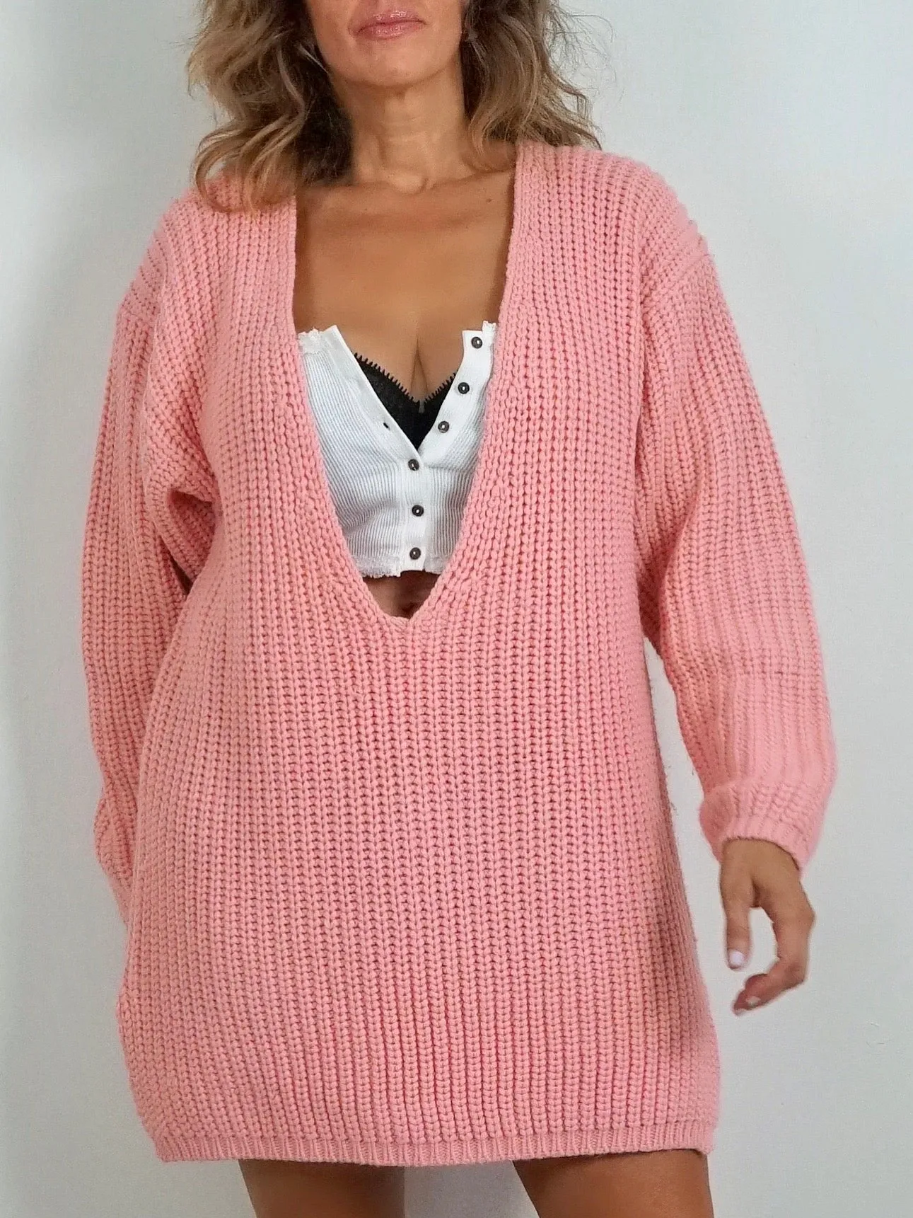 80's Pink Tunic Sweater