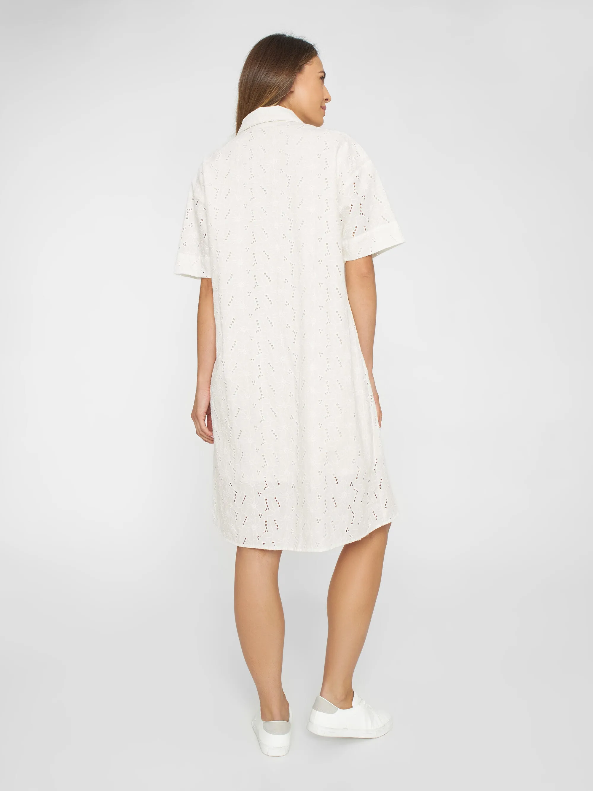 A-shape broderi anglaise dress - GOTS/Vegan - Egret