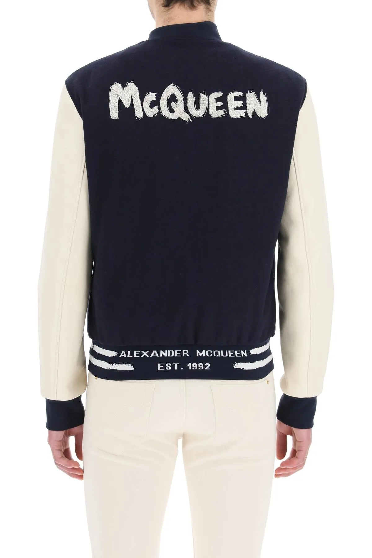 Alexander McQueen Logo Printed Buttoned Bomber Jacket