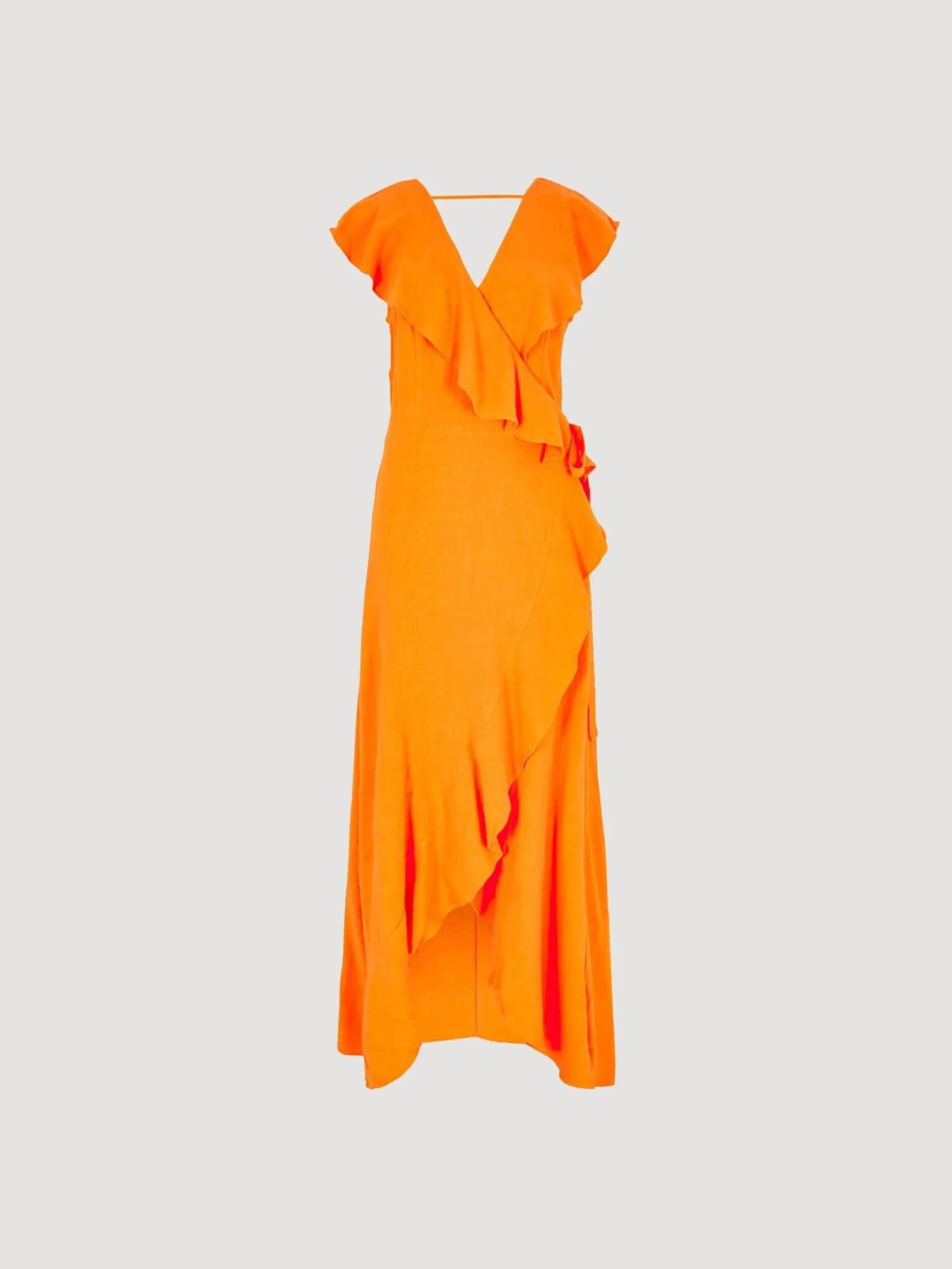 APRICOT - Ruffle Wrap Hi-Lo Linen Mix Dress - 828582 - FINAL SALE