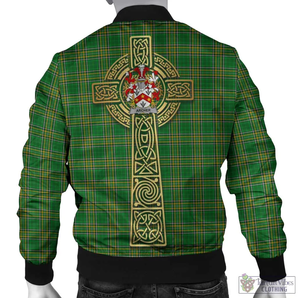 Archer Irish Clan Tartan Bomber Jacket with Coat of Arms Celtic Tree of Life Style