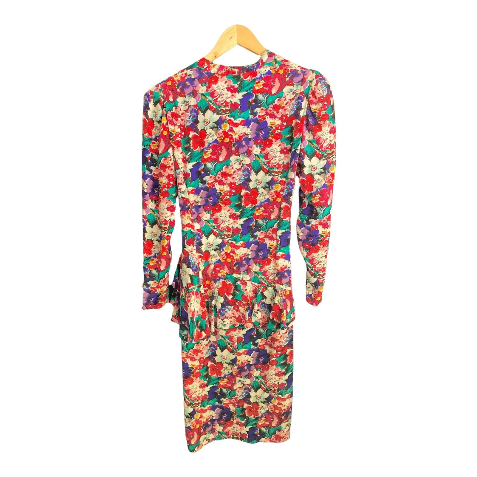 Argenti Silk Multi-Coloured Floral Long Sleeved Dress UK Size 6