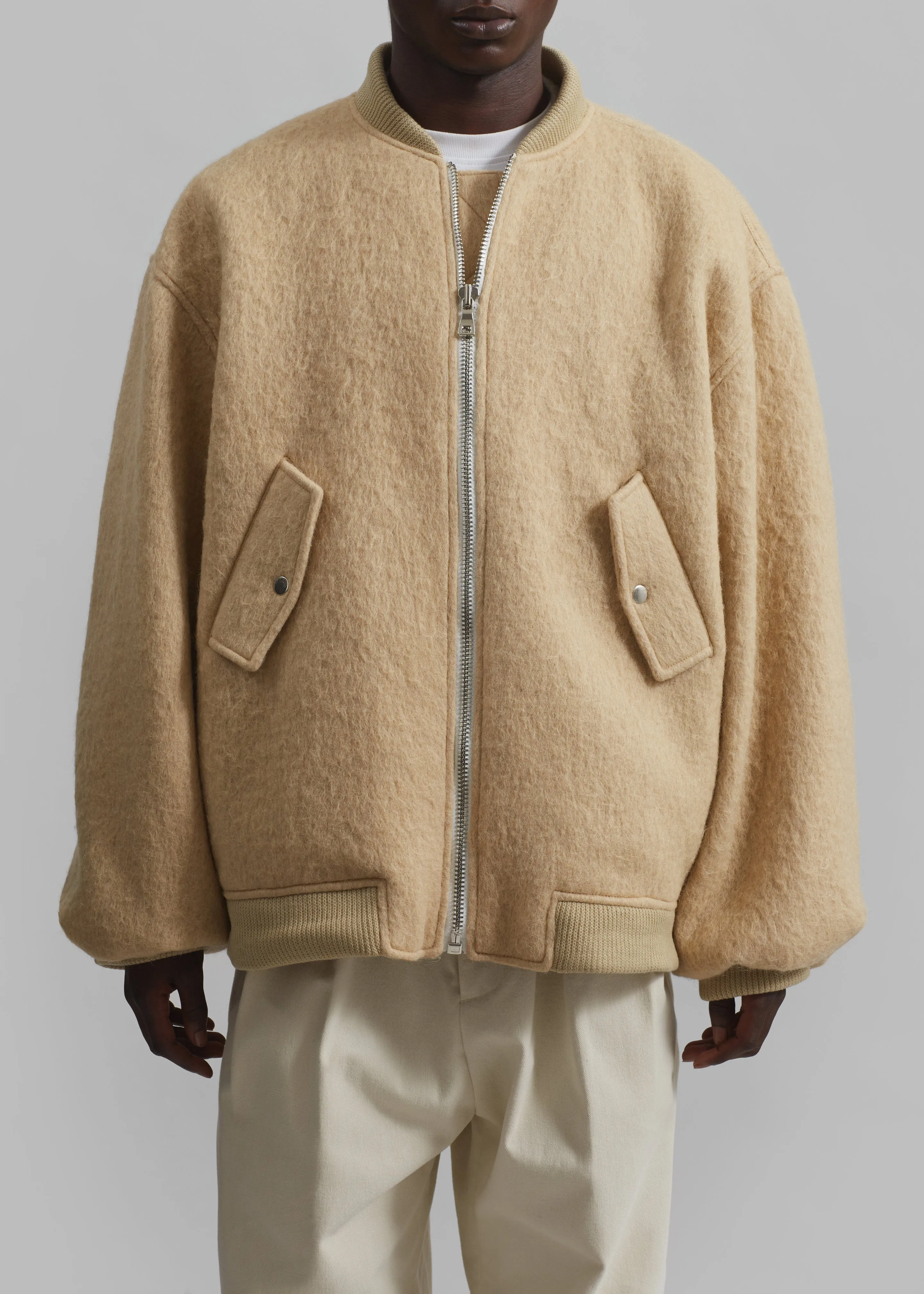 Astra Wool Bomber Jacket - Pale Yellow