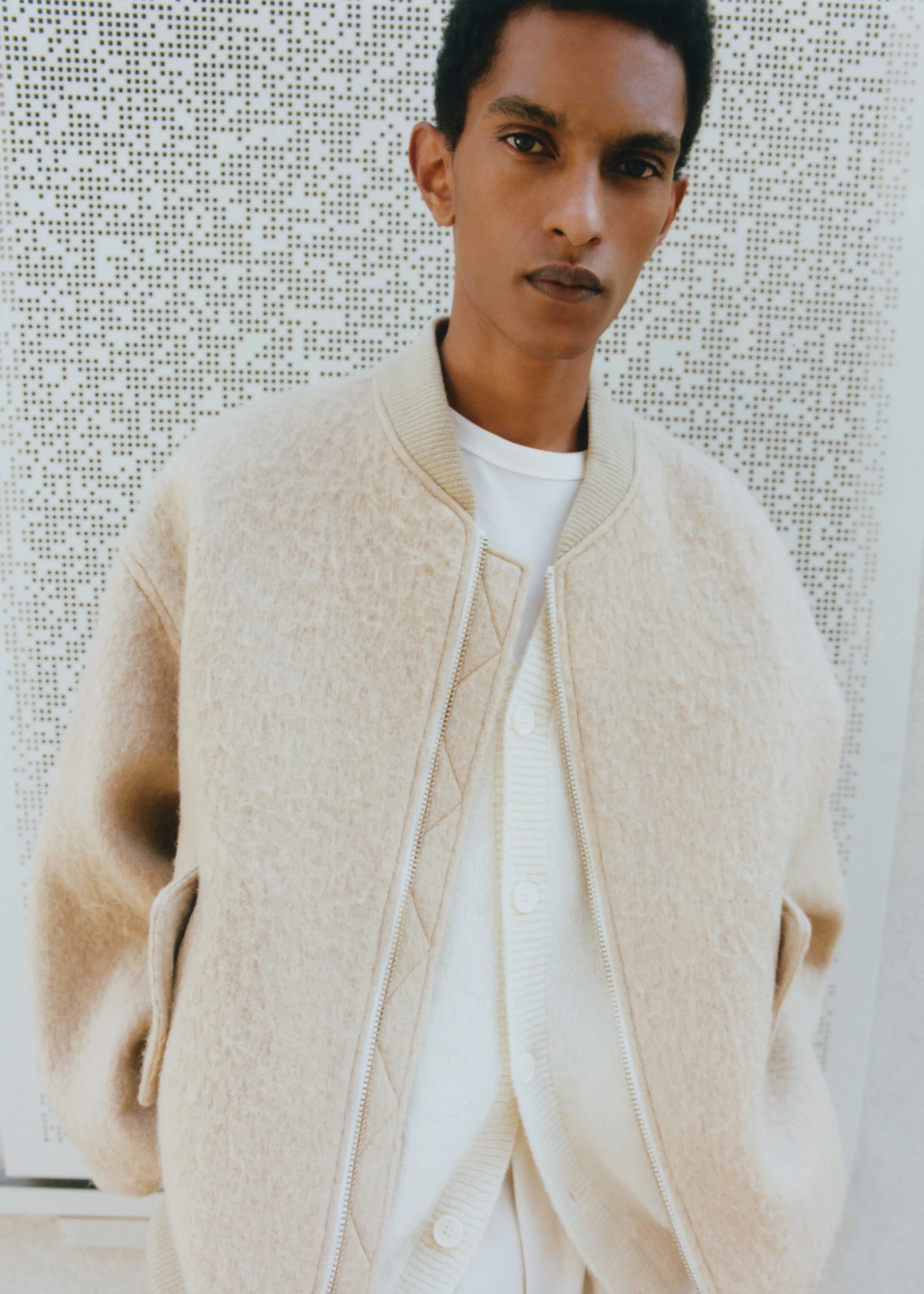 Astra Wool Bomber Jacket - Pale Yellow