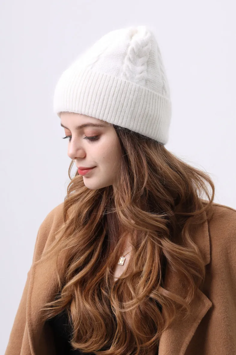 Audrey Cable Knit Hat in White