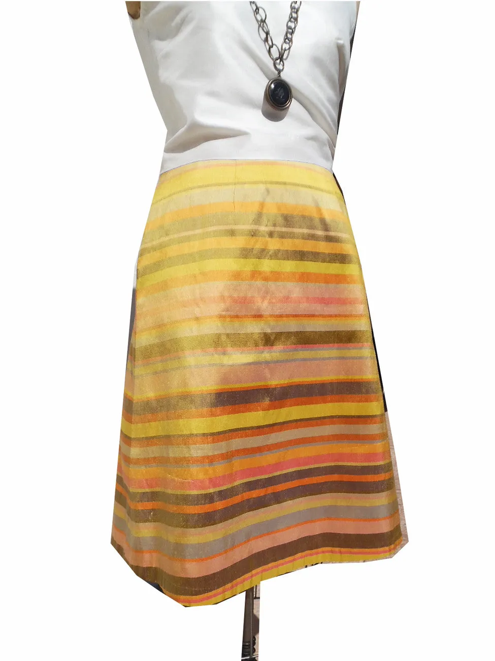 Audrey Skirt Thai Silk Taffeta Preppy Stripe