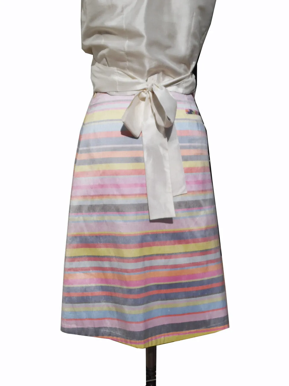 Audrey Skirt Thai Silk Taffeta Preppy Stripe