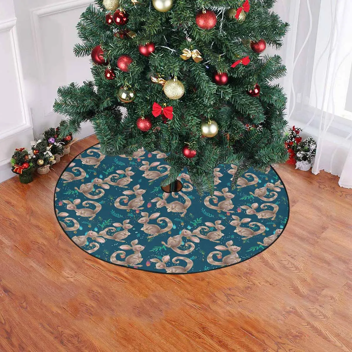 Australian Kangaroos Blue  Christmas Tree Skirt