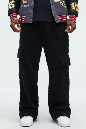 Axel Polar Fleece Baggy Cargo Pants - Black