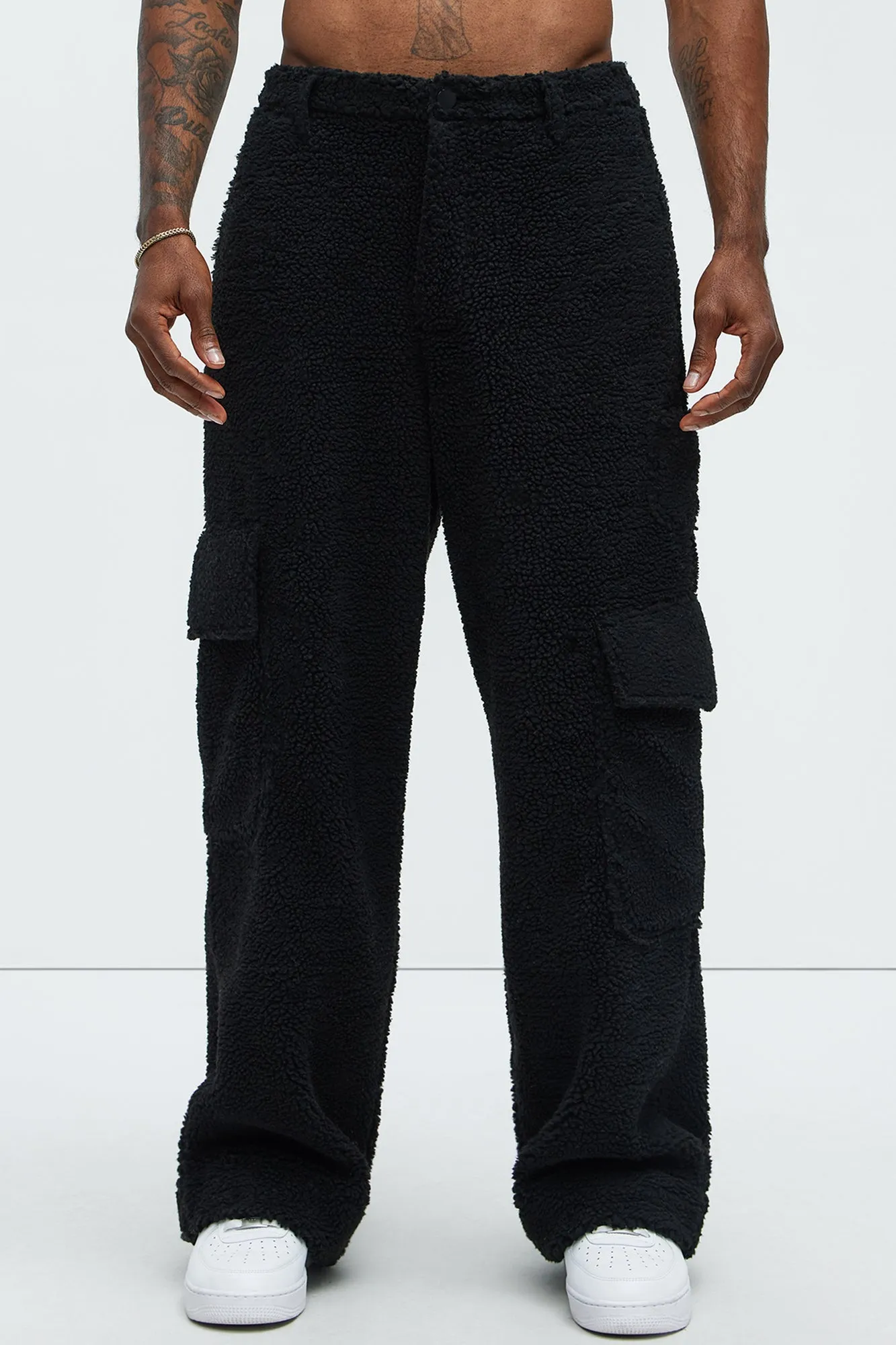 Axel Polar Fleece Baggy Cargo Pants - Black