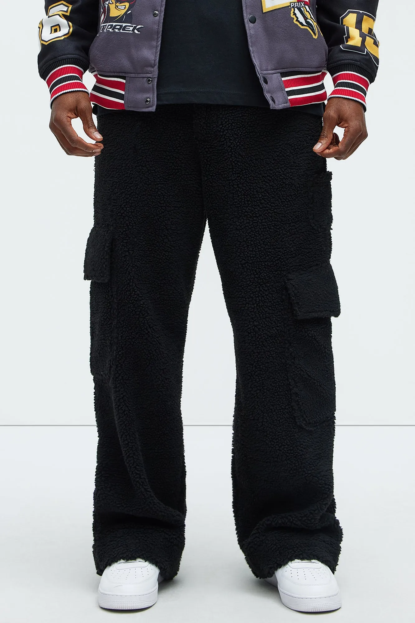 Axel Polar Fleece Baggy Cargo Pants - Black