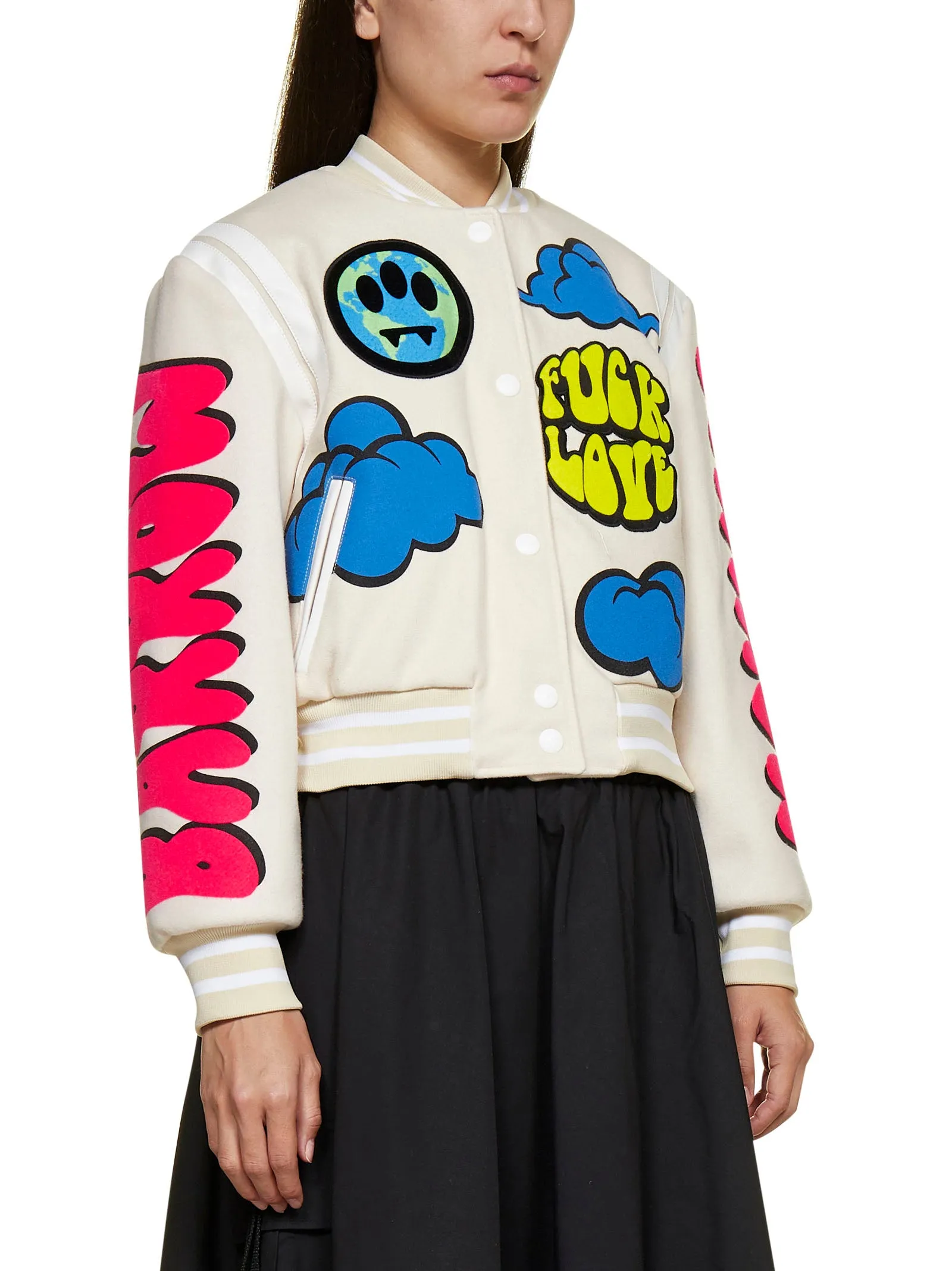 Barrow Graphic-Print Buttoned Bomber Jacket