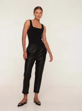 BIANCA LEATHER JOGGER - BLACK