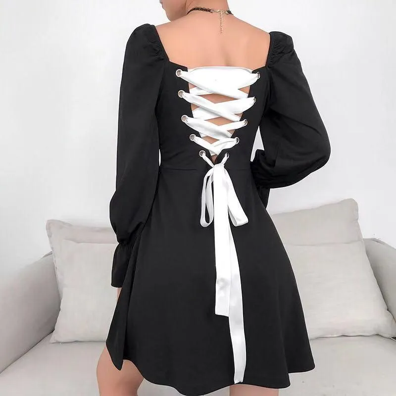 Black Bandage Back Mini Dress