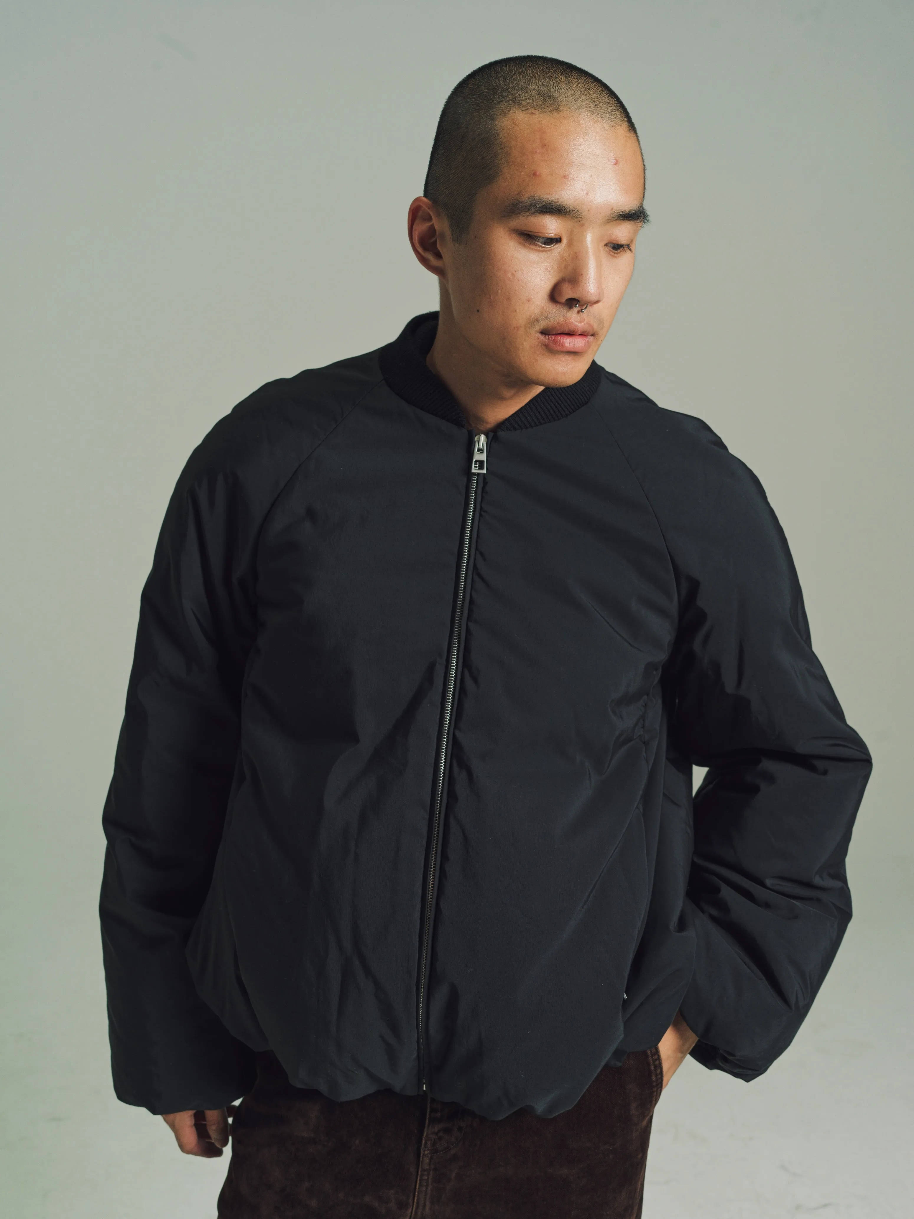 Black Padded Bomber Jacket