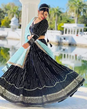 Black sabyasachi Lehenga choli Bridal lehenga for women Designer lehenga skirt Partywear lehenga blouse Indian dress Wedding lehenga gift