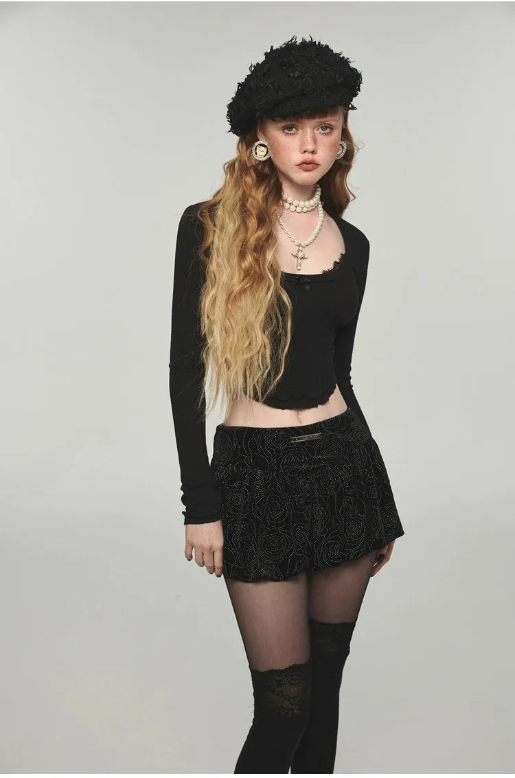 Black Velvet A-line Skirt-Pumpkin Skirt