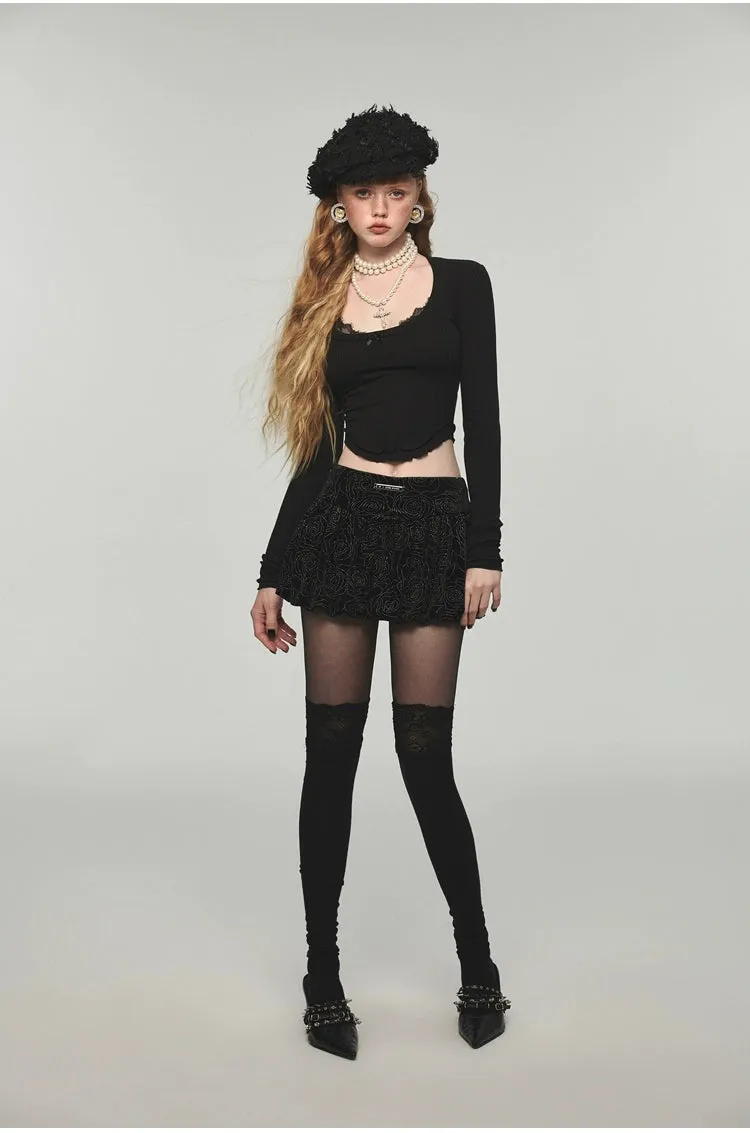 Black Velvet A-line Skirt-Pumpkin Skirt