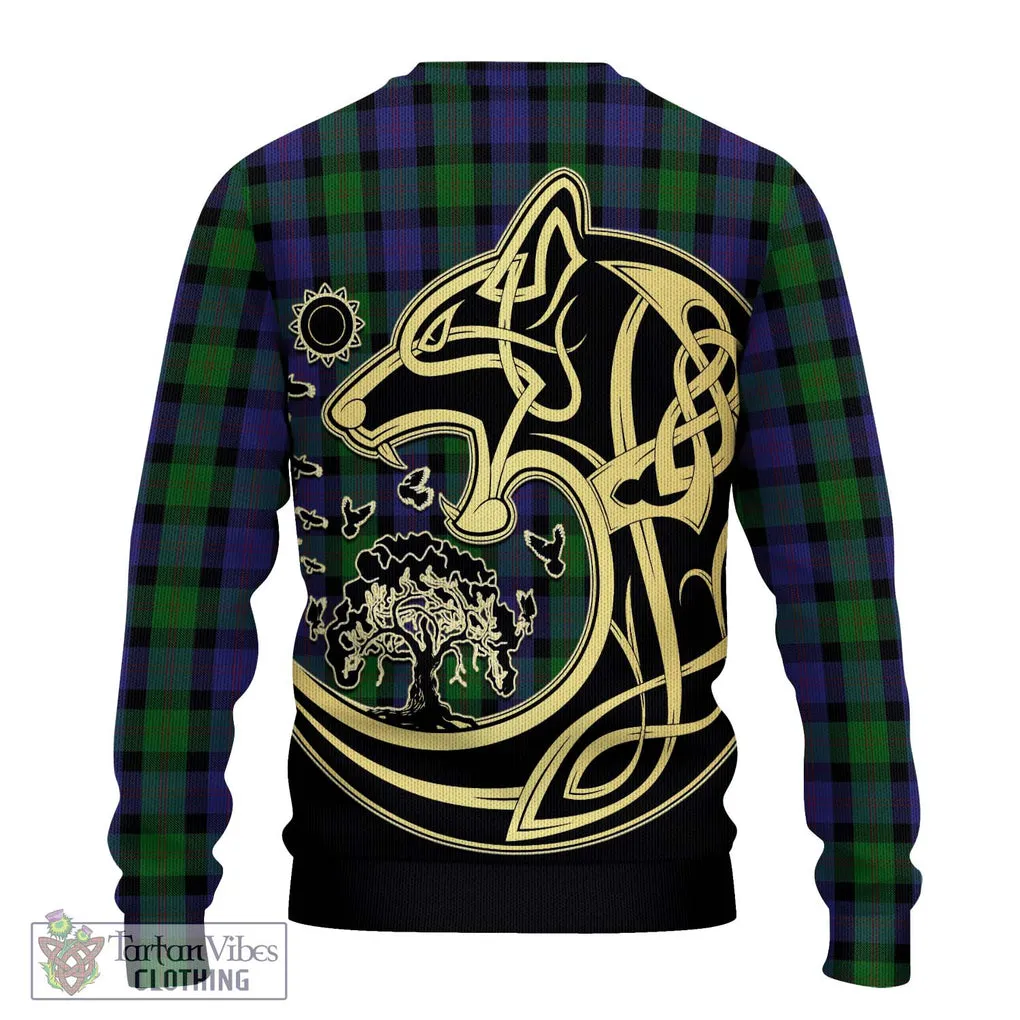 Blair Tartan Ugly Sweater with Family Crest Celtic Wolf Style