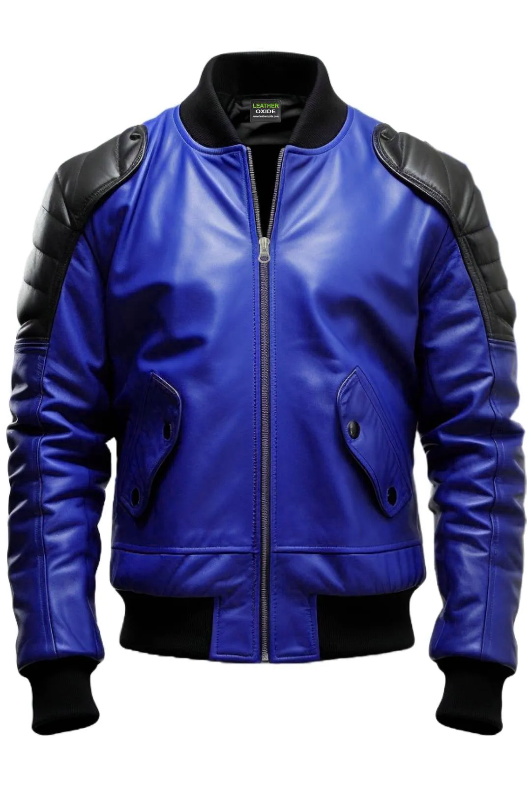 Blue Leather Jacket - Men Blue Faux Leather Jacket