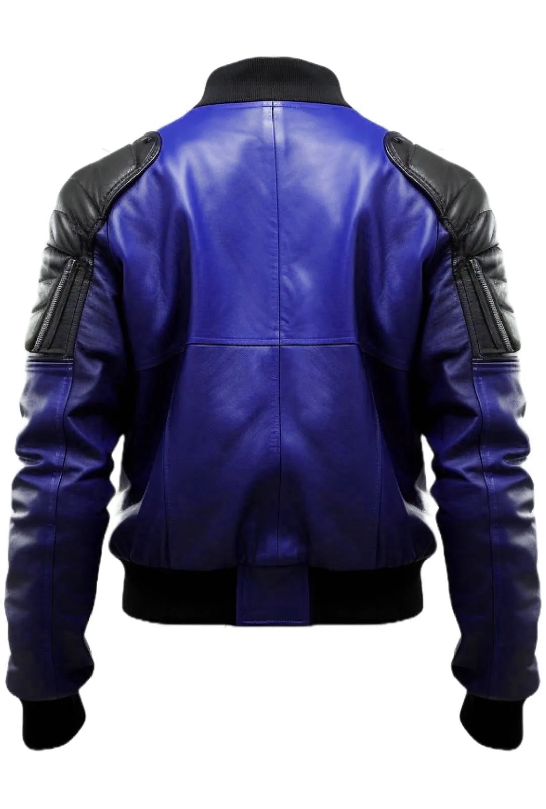 Blue Leather Jacket - Men Blue Faux Leather Jacket