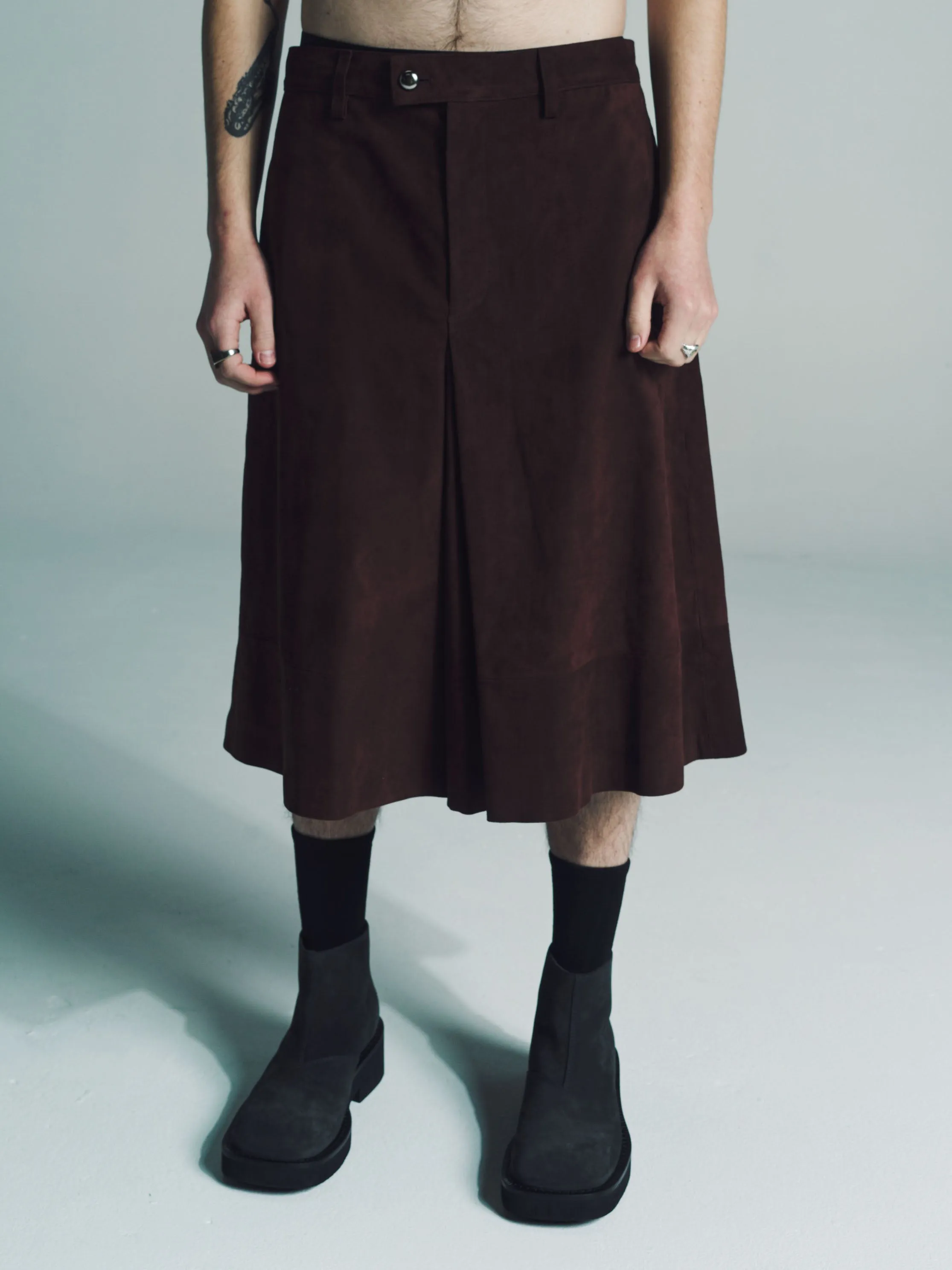 Brown Sheep Leather Flare Culottes