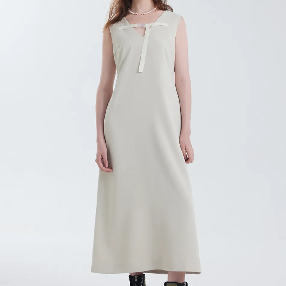 Buckled strap dress green beige