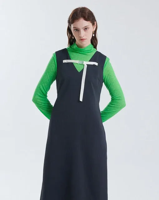 Buckled strap dress green charcoal