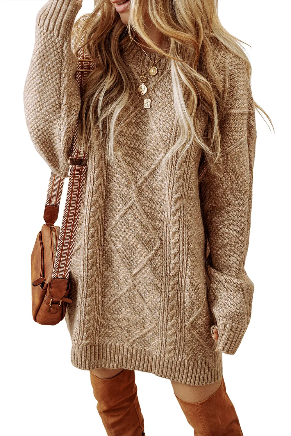 Cable Knit Sweater Dress